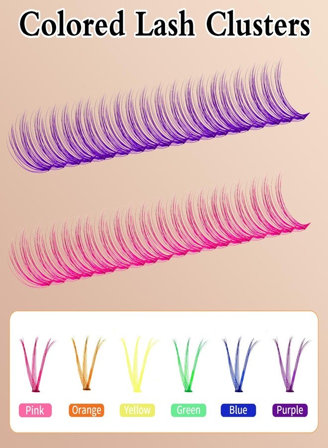 Valuebargain Lash Clusters with Color, 120 Pcs Colorful Lash Clusters, Easy-to-use Colored Eyelashes for Women, Girls DIY at Home, Makeup, (Multi-colored, 14/16 Mm) - Image 2